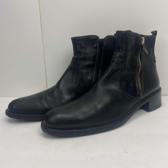 Donna Carolina women's leather ankle boots black  made in Italy sze Eu38 Us8 EUC - Picture 1 of 13
